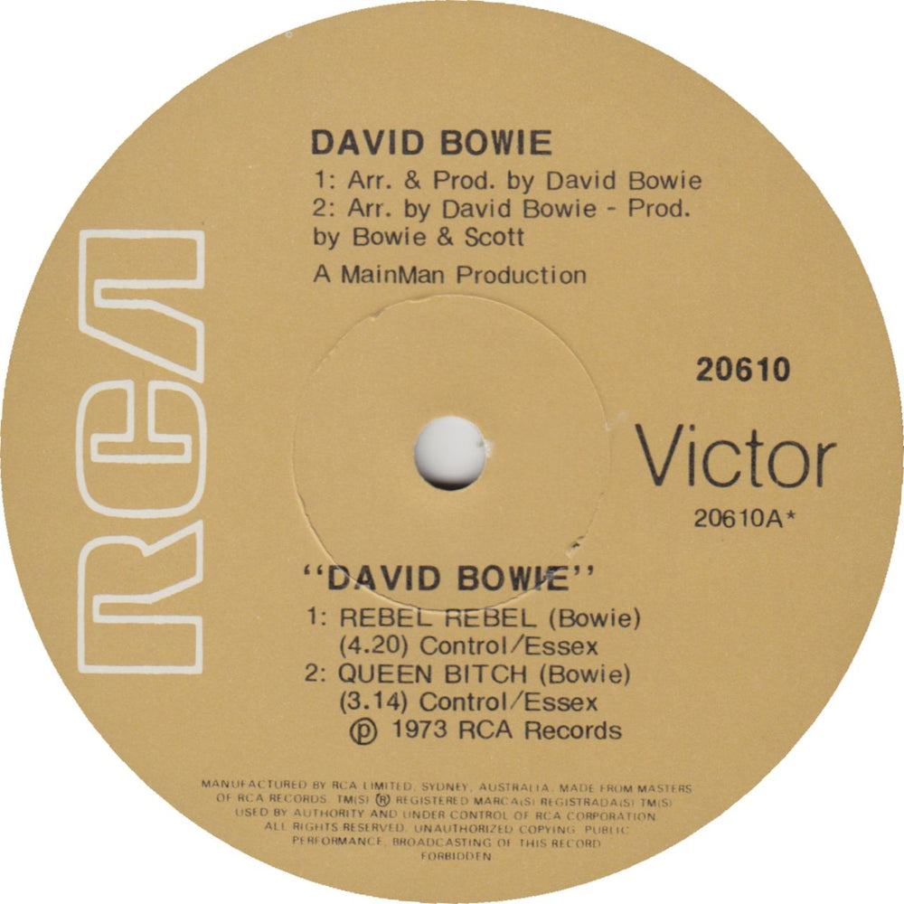 David Bowie Rebel Rebel EP Australian 7" vinyl single (7 inch record / 45)
