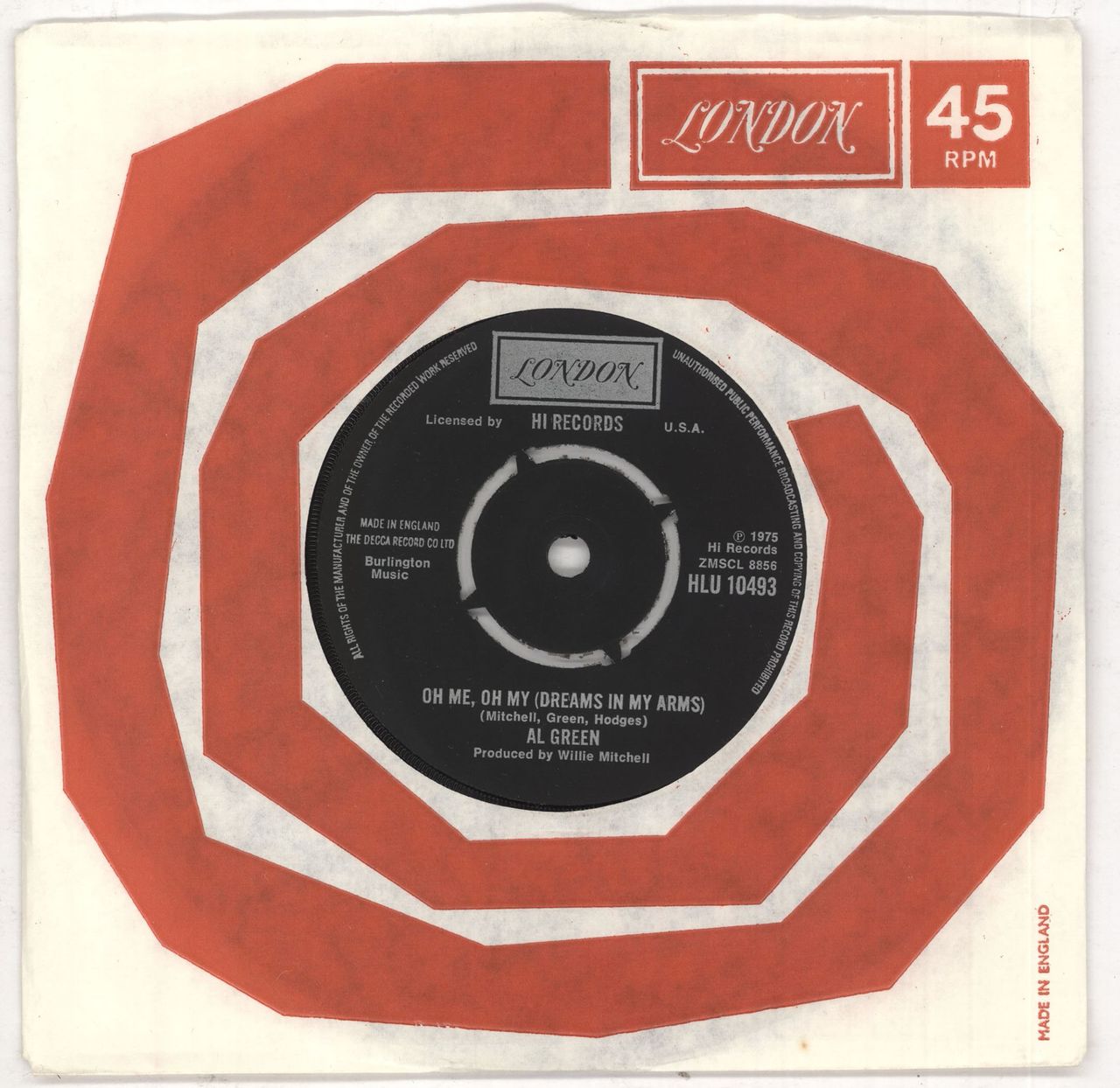 Al Green Me Oh My (Dreams Arms) UK 7" vinyl —