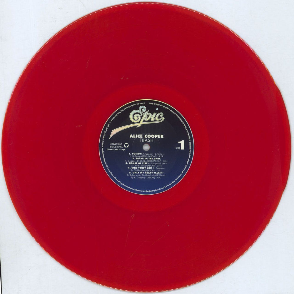 Alice Cooper Trash - Red Vinyl - Numbered UK vinyl LP album (LP record) COOLPTR816909