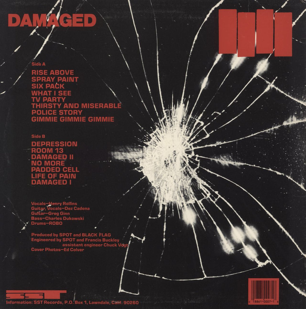 Black Flag Damaged - Translucent Red Vinyl US vinyl LP album (LP record) 018861000718