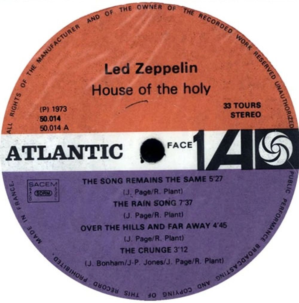 Led Zeppelin Houses Of The Holy French vinyl LP album (LP record) ZEPLPHO570268