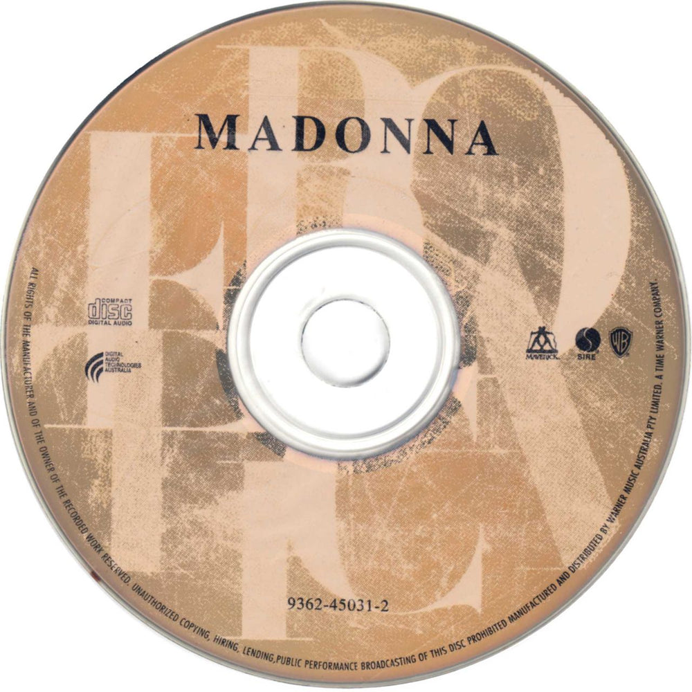 Madonna Erotica Gold Edition Australian CD album (CDLP) MADCDER25061