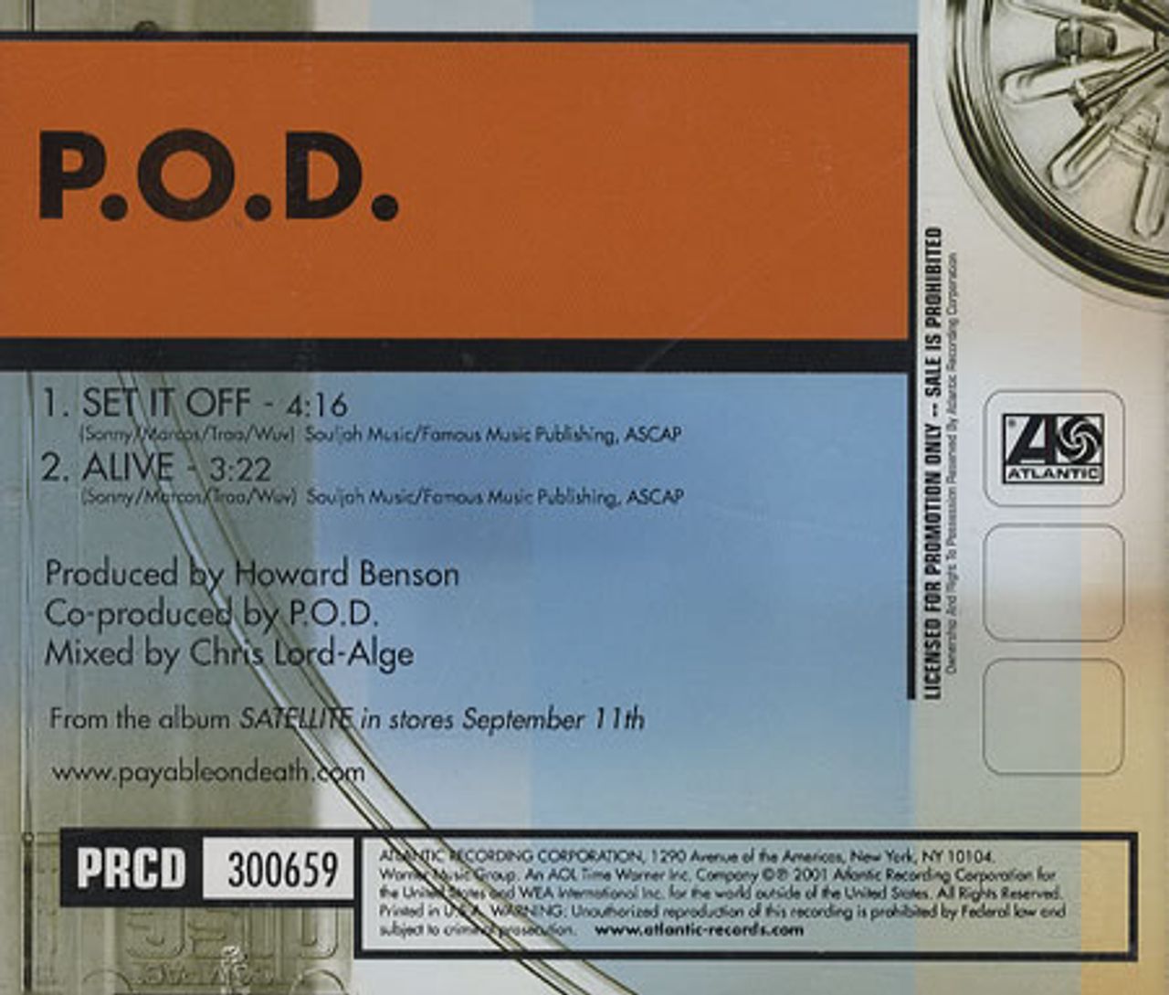 P.O.D. 2-Track Satellite Sampler US Promo CD single — RareVinyl.com