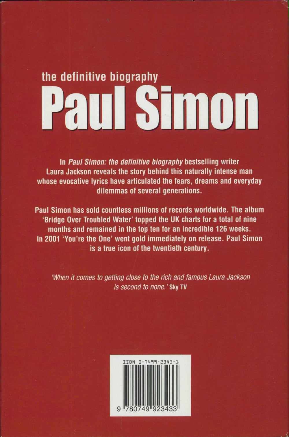 Paul Simon Paul Simon: The Definitive Biography - Hardcover UK book 9780749923433