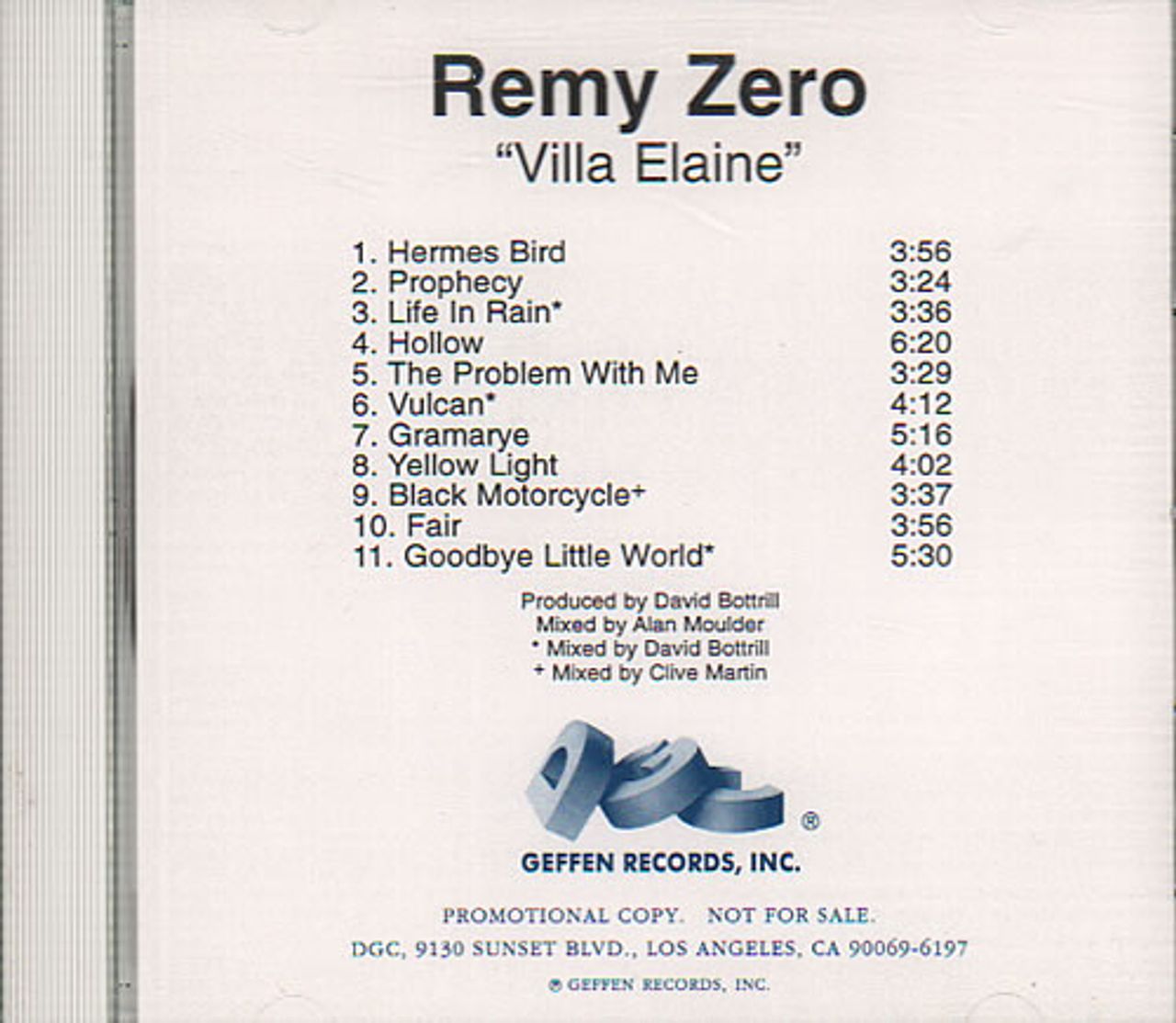 Remy Zero Villa Elaine US Promo CD-R acetate