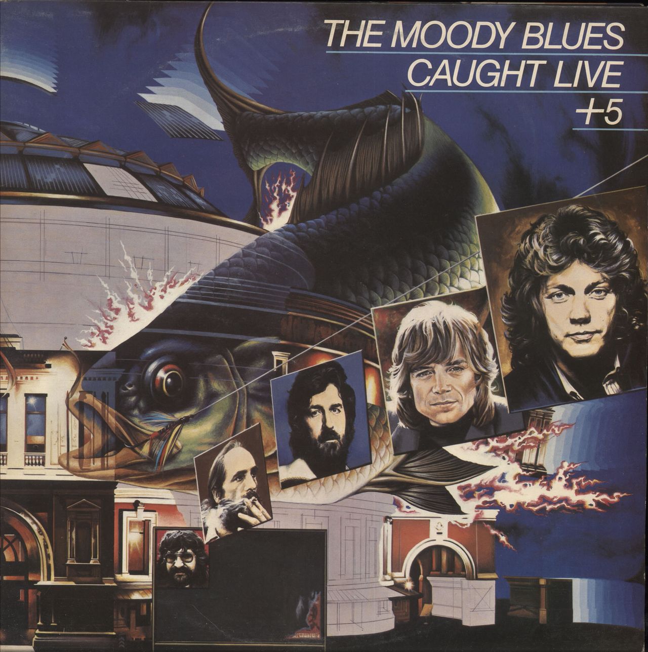 The Moody Blues Caught Live + 5 UK 2-LP vinyl set