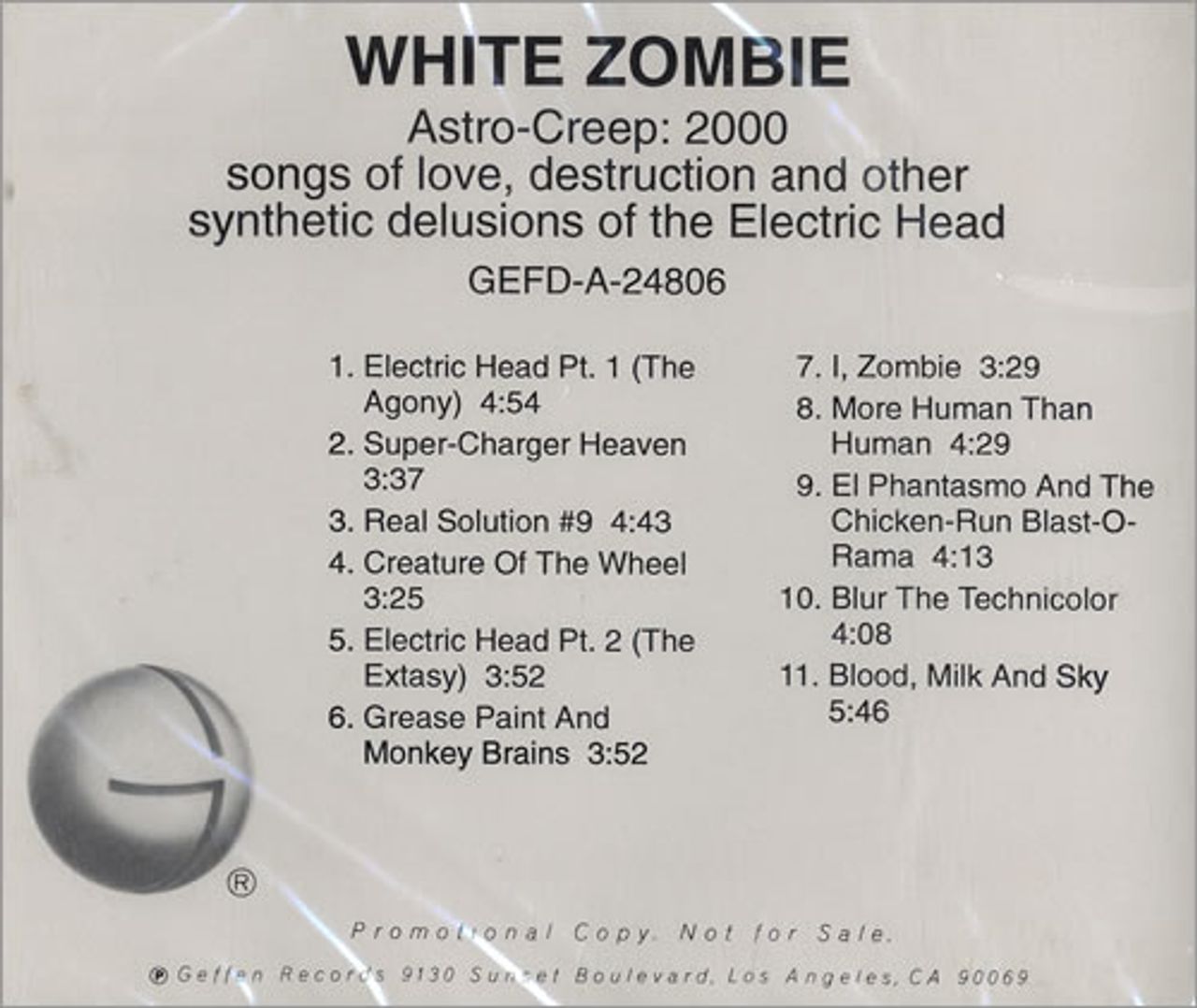 White Zombie Astro-Creep: 2000 US Promo CD album