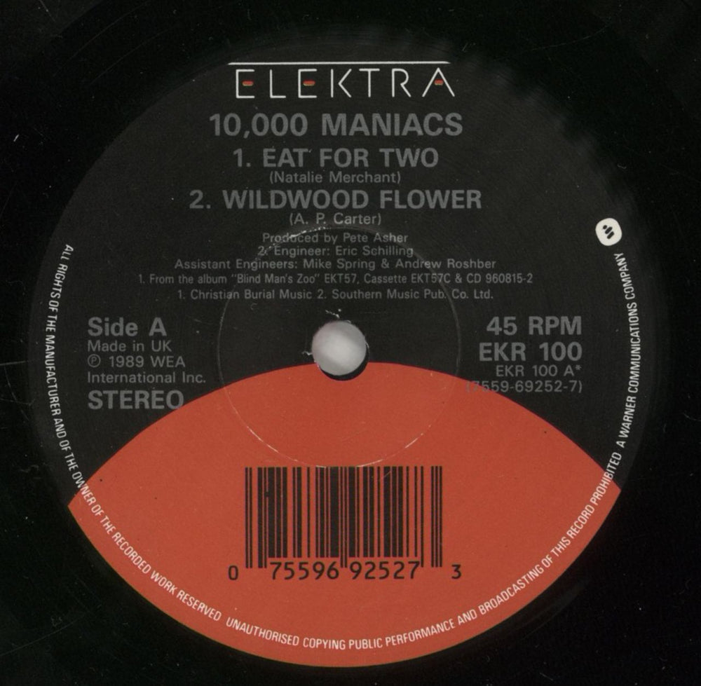 10,000 Maniacs Eat For Two UK 7" vinyl single (7 inch record / 45) 10007EA54316