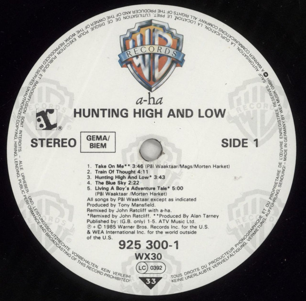 A-Ha Hunting High And Low + 4-song Hype Sticker UK vinyl LP album (LP record) AHALPHU813562