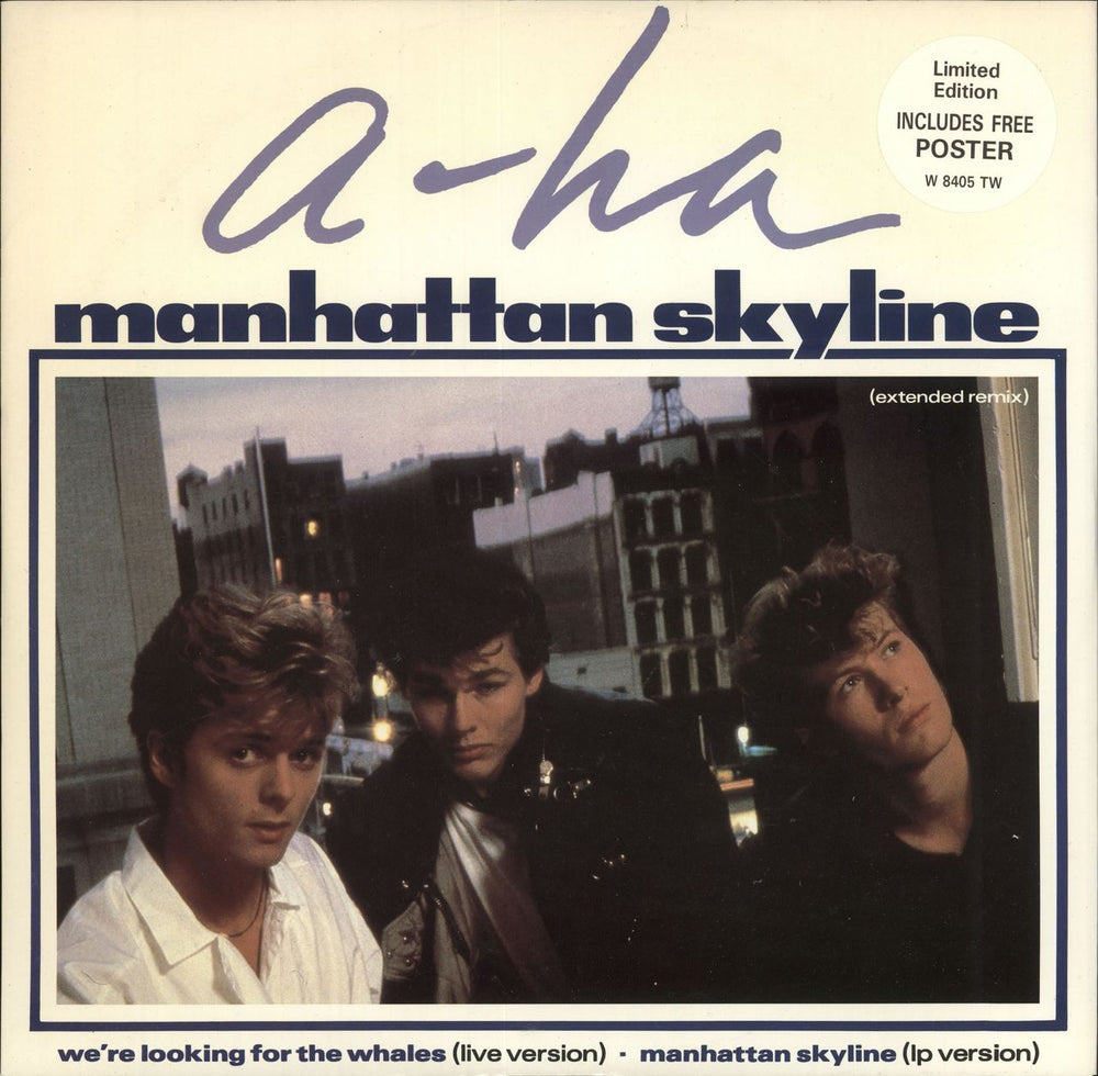 A-Ha Manhattan Skyline + Poster UK 12" vinyl single (12 inch record / Maxi-single) W8405TW