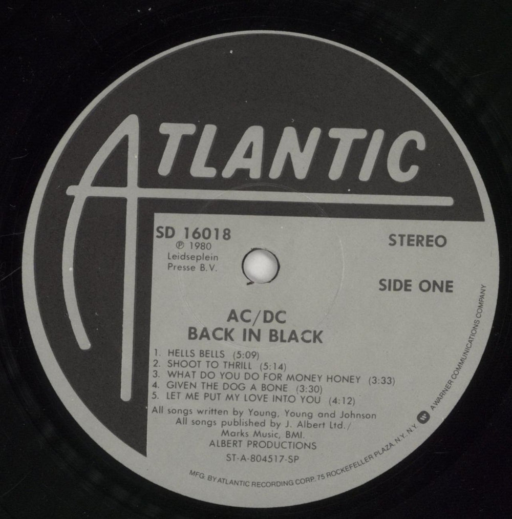 AC/DC Back In Black US vinyl LP album (LP record) ACDLPBA863164