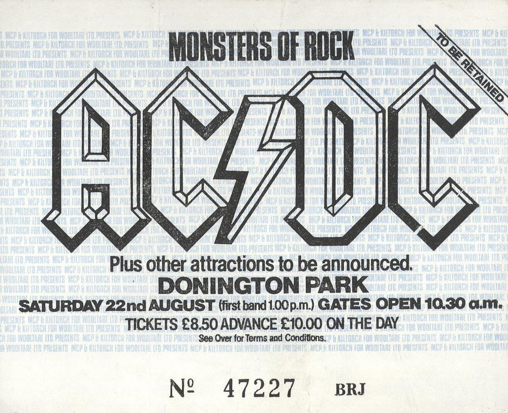 AC/DC Monsters Of Rock - 1981 Official - Ticket UK tour programme ACDTRMO690034