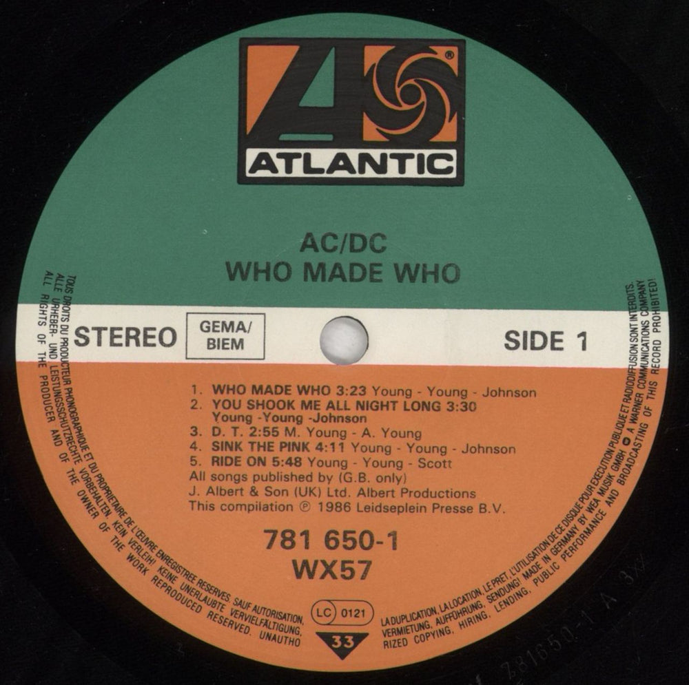 AC/DC Who Made Who UK vinyl LP album (LP record) ACDLPWH715352