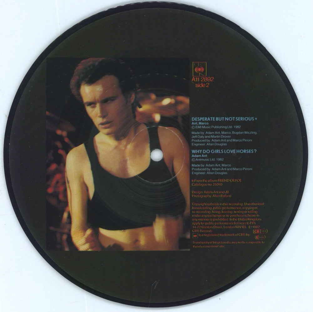 Adam Ant Desperate But Not Serious UK 7" vinyl picture disc (7 inch picture disc single)