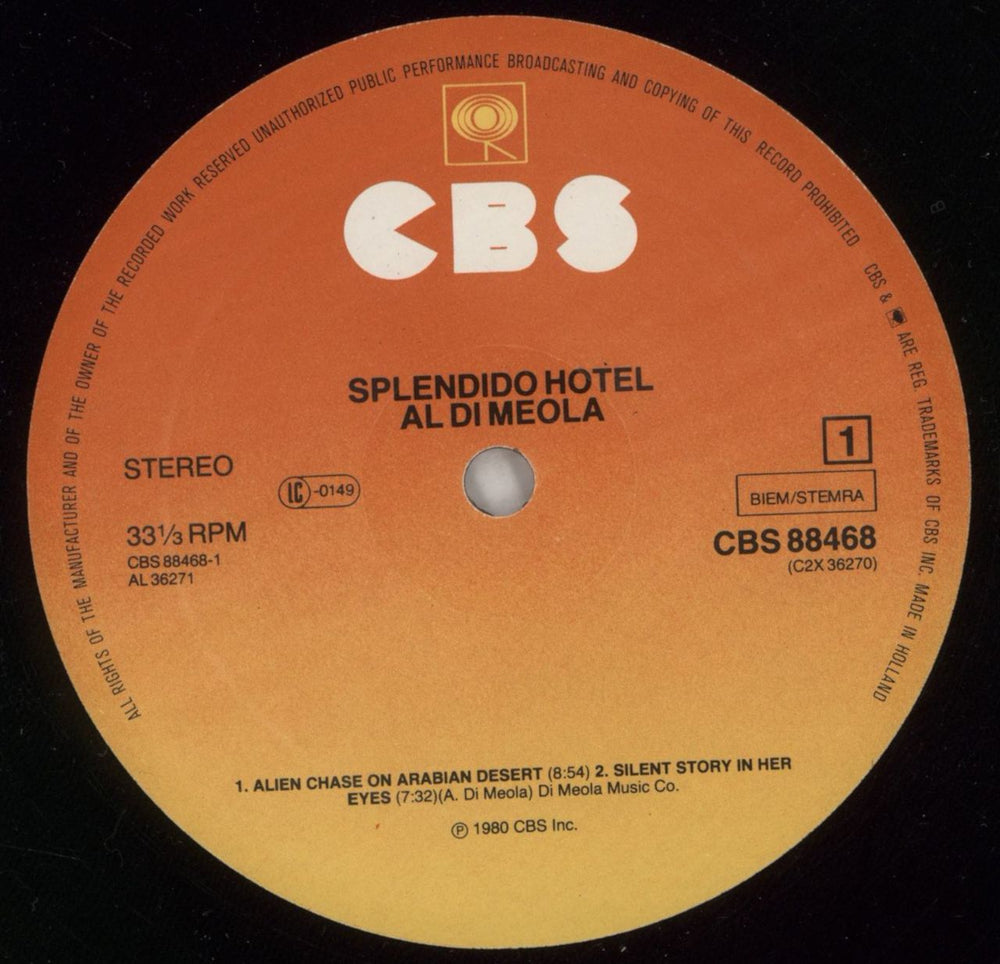 Al Di Meola Splendido Hotel Dutch 2-LP vinyl record set (Double LP Album) AL52LSP508145