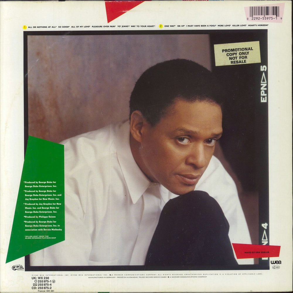 Al Jarreau Heart's Horizon - Promo stickered UK vinyl LP album (LP record) 022925597519