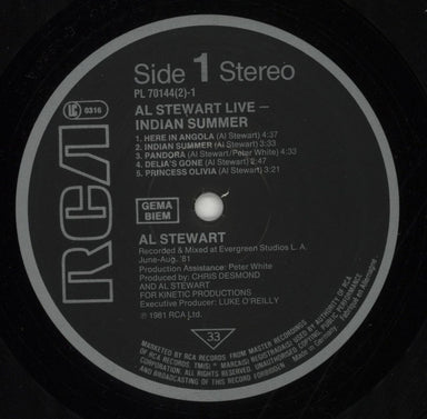 Al Stewart Indian Summer / Live - Barcoded Sleeve German 2-LP