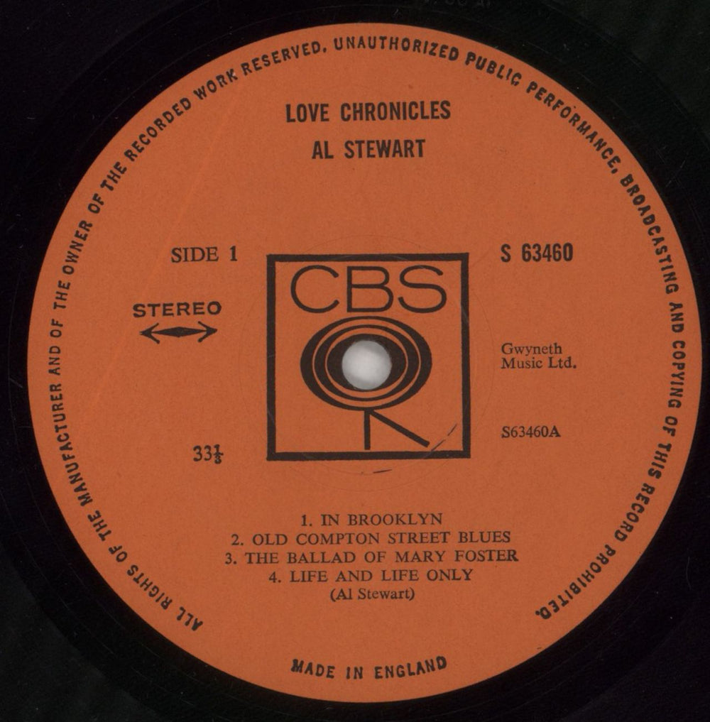 Al Stewart Love Chronicles -1st UK vinyl LP album (LP record) ALSLPLO71909