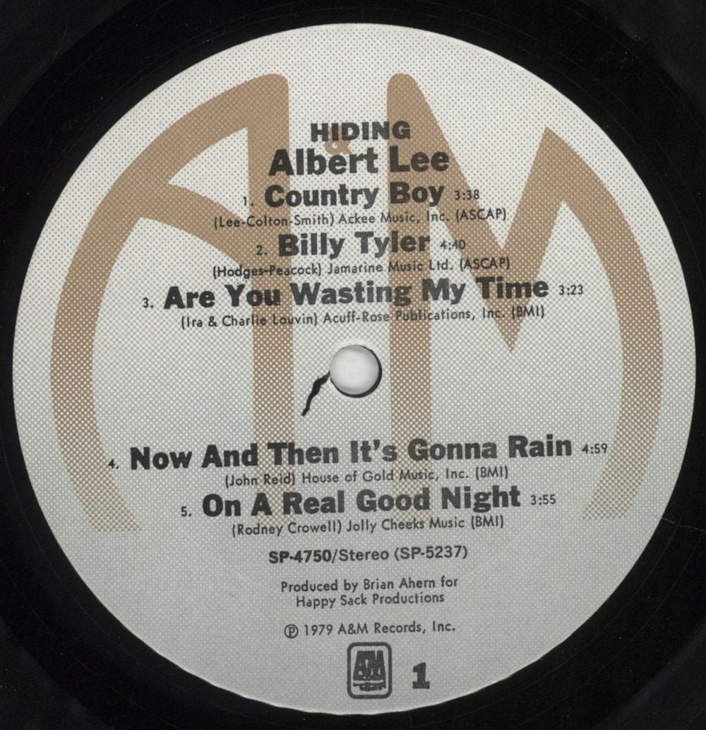 Albert Lee Hiding US vinyl LP album (LP record) AL-LPHI851286