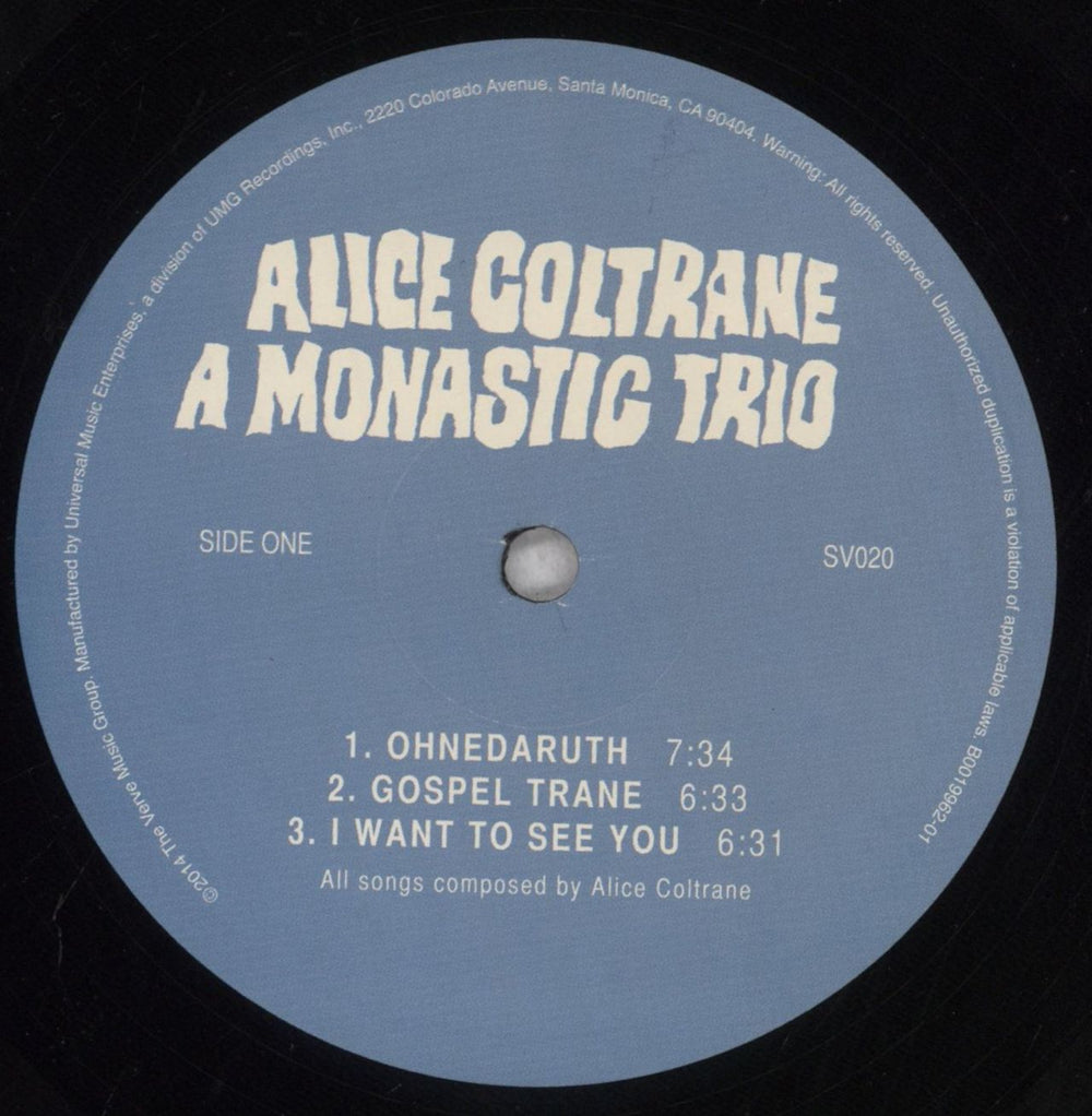 Alice Coltrane A Monastic Trio UK vinyl LP album (LP record) 2ACLPAM843730