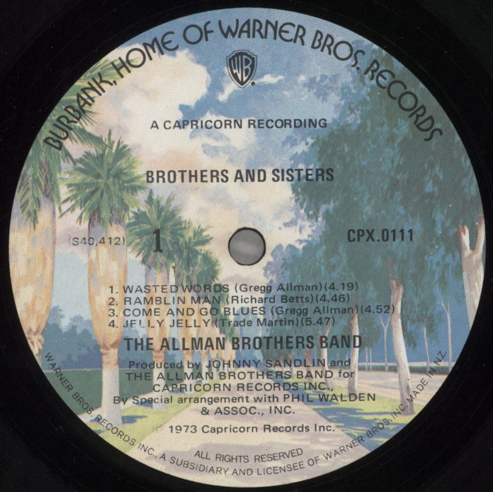 Allman Brothers Band Brothers And Sisters New Zealand vinyl LP album (LP record) ABRLPBR857155