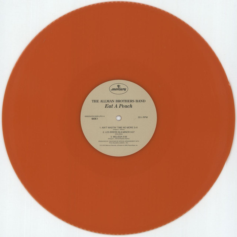 Allman Brothers Band Eat A Peach: Remastered - Orange Vinyl UK 2-LP vinyl record set (Double LP Album) ABR2LEA874814