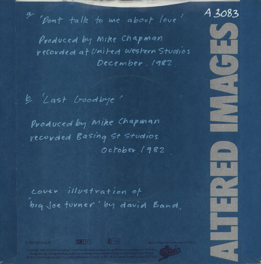 Altered Images Don't Talk To Me About Love UK 7" vinyl single (7 inch record / 45)