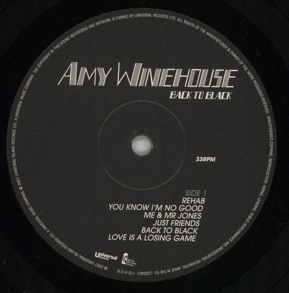 Amy Winehouse Back To Black - 180gm Vinyl UK vinyl LP album (LP record) AWELPBA845768