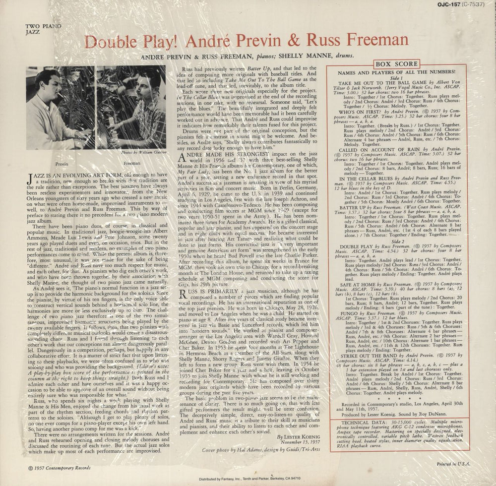 André Previn Double Play! US vinyl LP album (LP record)
