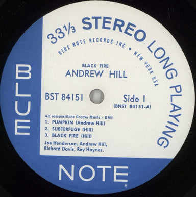 Andrew Hill Black Fire - 1st US vinyl LP album (LP record) A2TLPBL880846