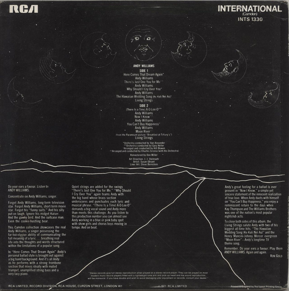 Andy Williams Andy Williams Sings The Living Strings Play UK vinyl LP album (LP record)