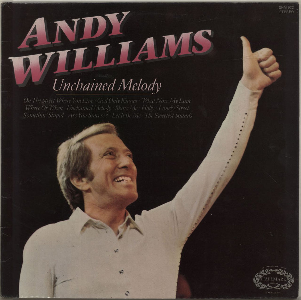 Andy Williams Unchained Melody UK vinyl LP album (LP record) SHM932