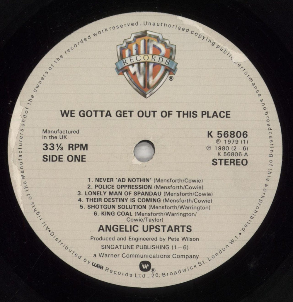 Angelic Upstarts We Gotta Get Out Of This Place UK vinyl LP album (LP record) AUPLPWE653347