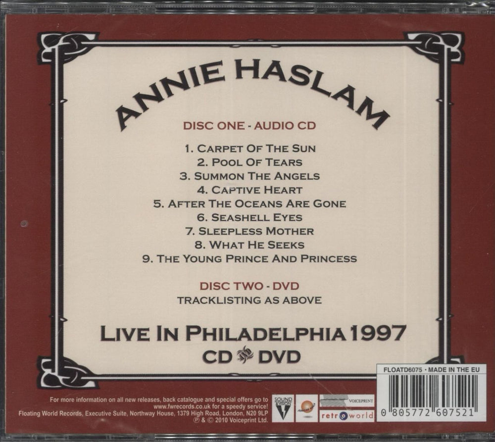 Annie Haslam Live In Philadelphia 1997 - Sealed UK 2-disc CD/DVD set 805772607521