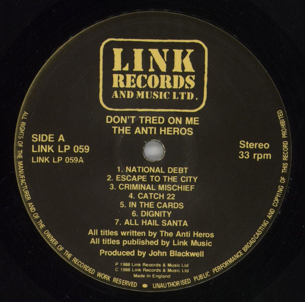 Anti-Heros Don't Tread On Me UK vinyl LP album (LP record) 8-YLPDO860029
