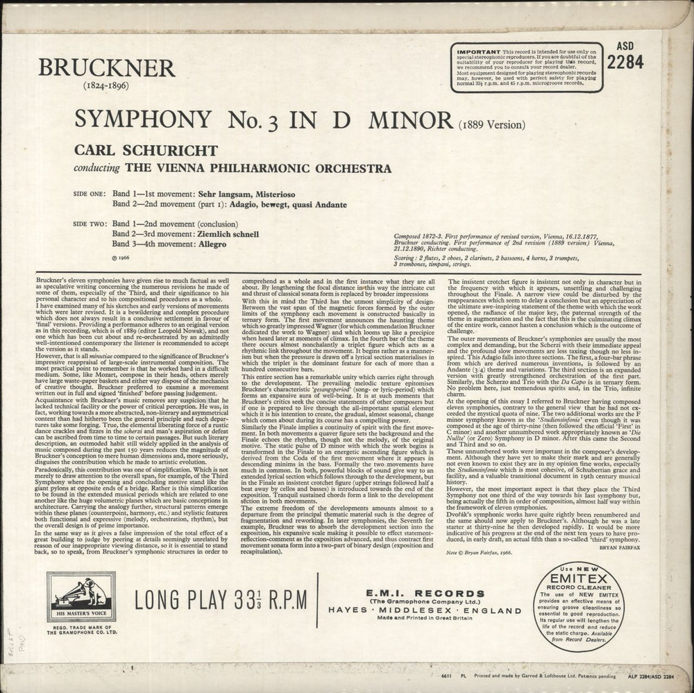 Anton Bruckner Bruckner: Symphony No. 3 In D Minor UK vinyl LP album (LP record)