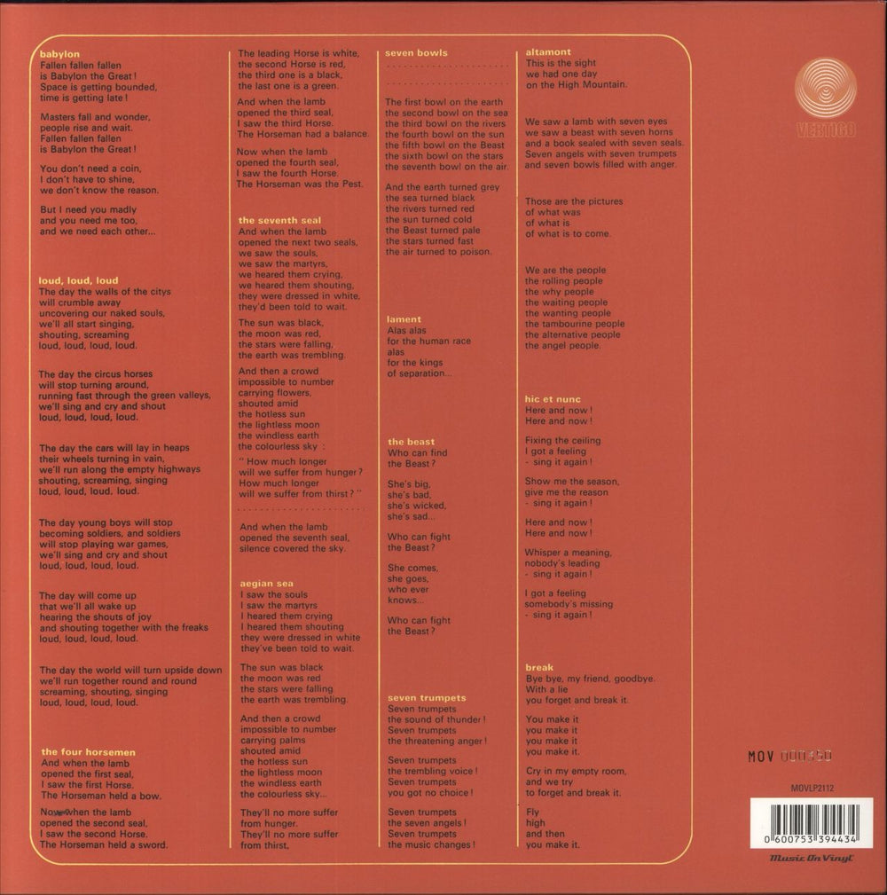 Aphrodite's Child 666 - 180gm UK 2-LP vinyl record set (Double LP Album) 600753394434