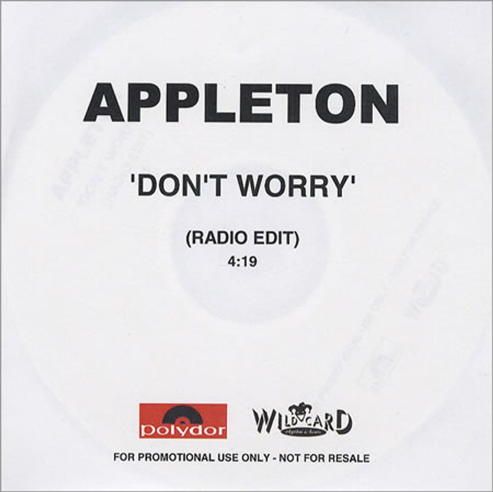 Appleton Don't Worry UK Promo CD-R acetate CDR ACETATE