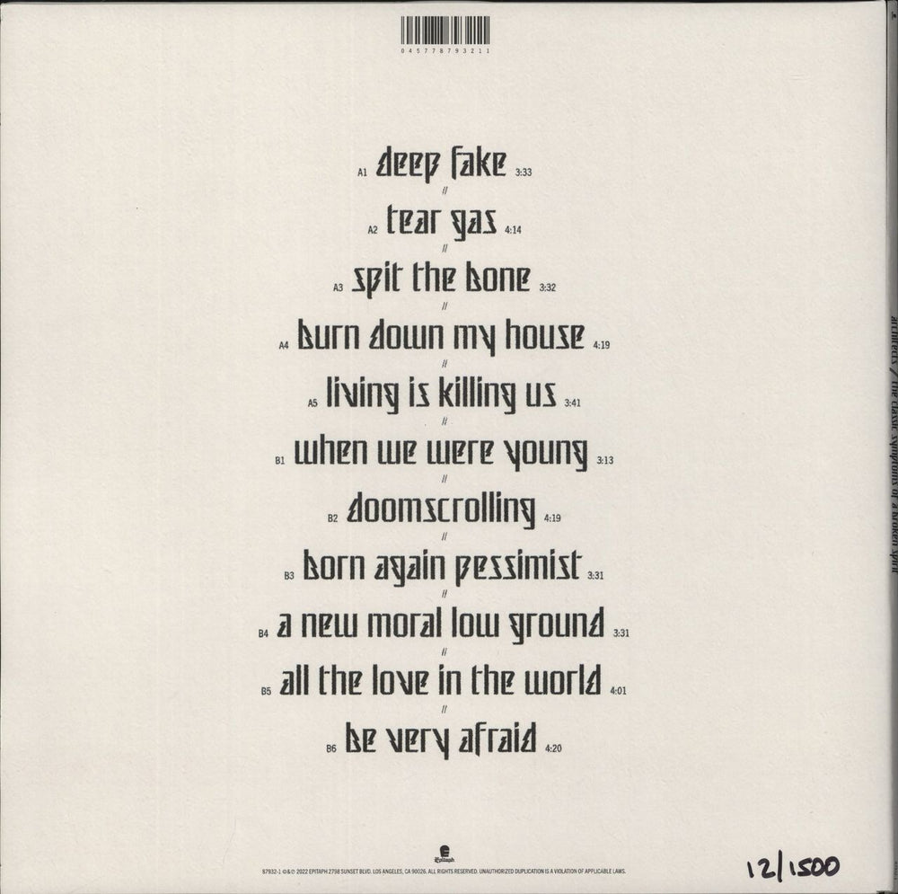 Architects The Classic Symptoms Of A Broken Spirit - Numbered - Zoetrope Dutch picture disc LP (vinyl picture disc album) 045778793211