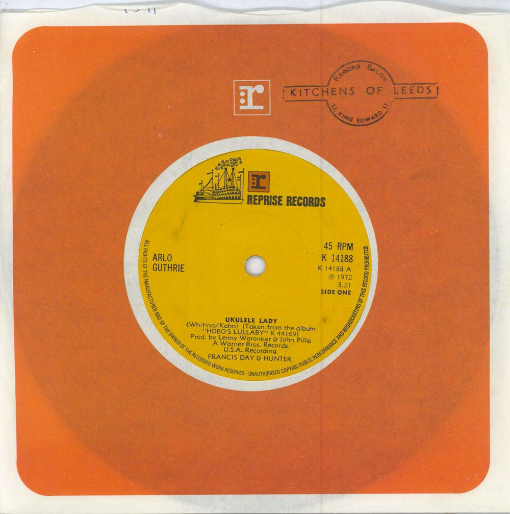 Arlo Guthrie Ukelele Lady - Solid UK Promo 7" vinyl single (7 inch record / 45) K14188