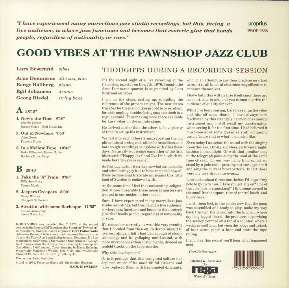 Arne Domnérus Good Vibes At The Pawnshop Jazz Club - EX Swedish vinyl LP album (LP record) 7391959095586