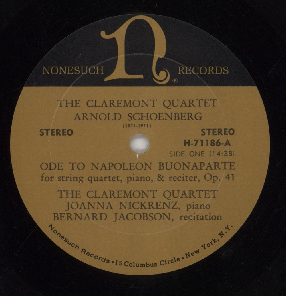 Arnold Schoenberg Ode To Napoleon Buonaparte For String Quartet, Piano, & Reciter, Op. 41 / String Quartet, Op. 28 / T US vinyl LP album (LP record) S4VLPOD855849