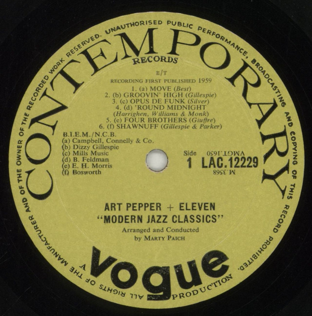 Art Pepper Modern Jazz Classics - VG UK vinyl LP album (LP record) A/PLPMO605945