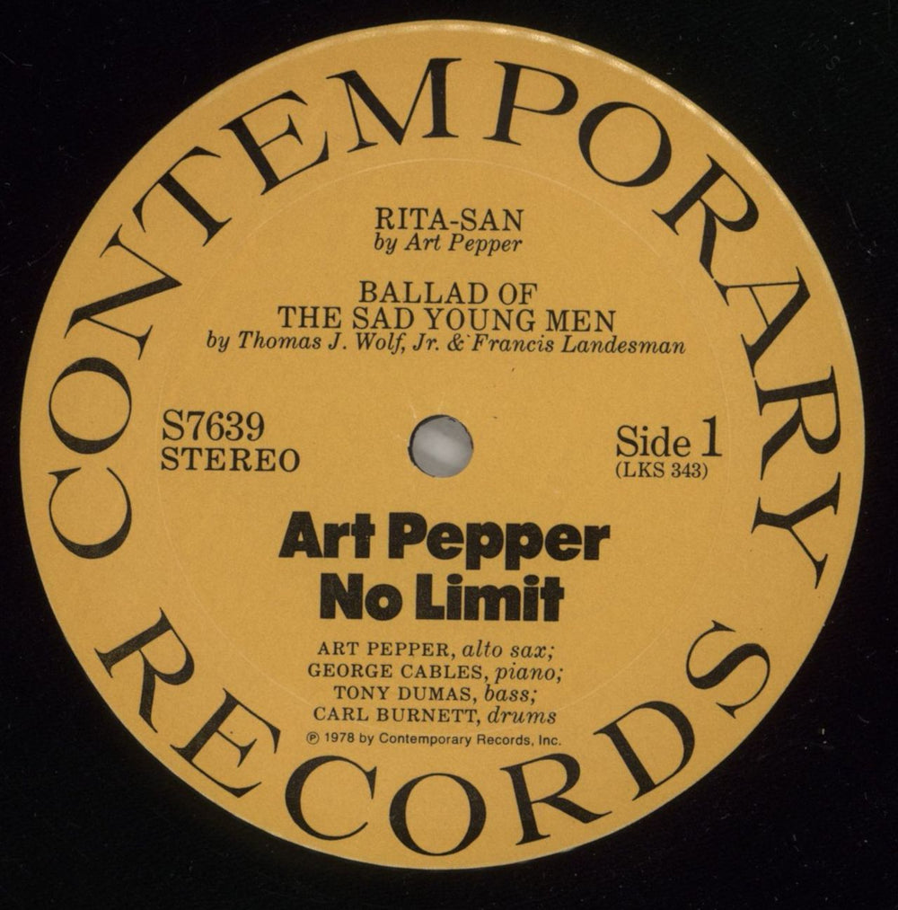Art Pepper No Limit US vinyl LP album (LP record) A/PLPNO532692