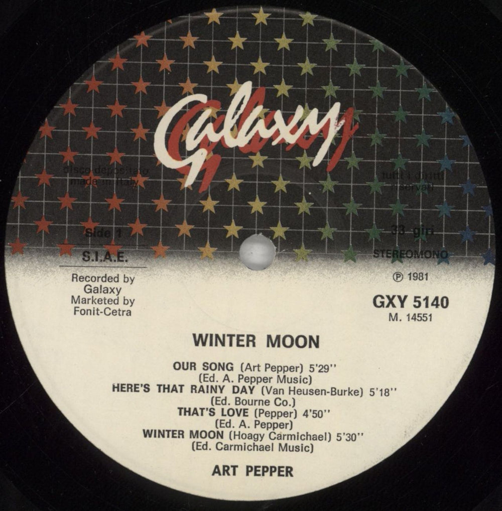 Art Pepper Winter Moon - shrink Italian vinyl LP album (LP record) A/PLPWI851767