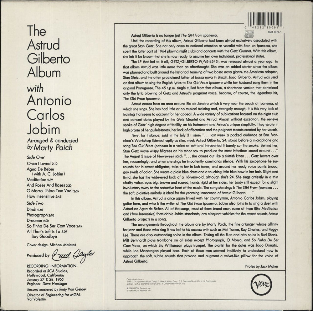 Astrud Gilberto The Astrud Gilberto Album Dutch vinyl LP album (LP record) 042282300911