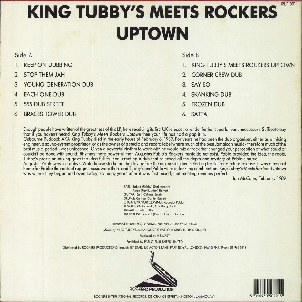 Augustus Pablo King Tubby's Meets Rockers Uptown UK vinyl LP album (LP record) 5016930501215