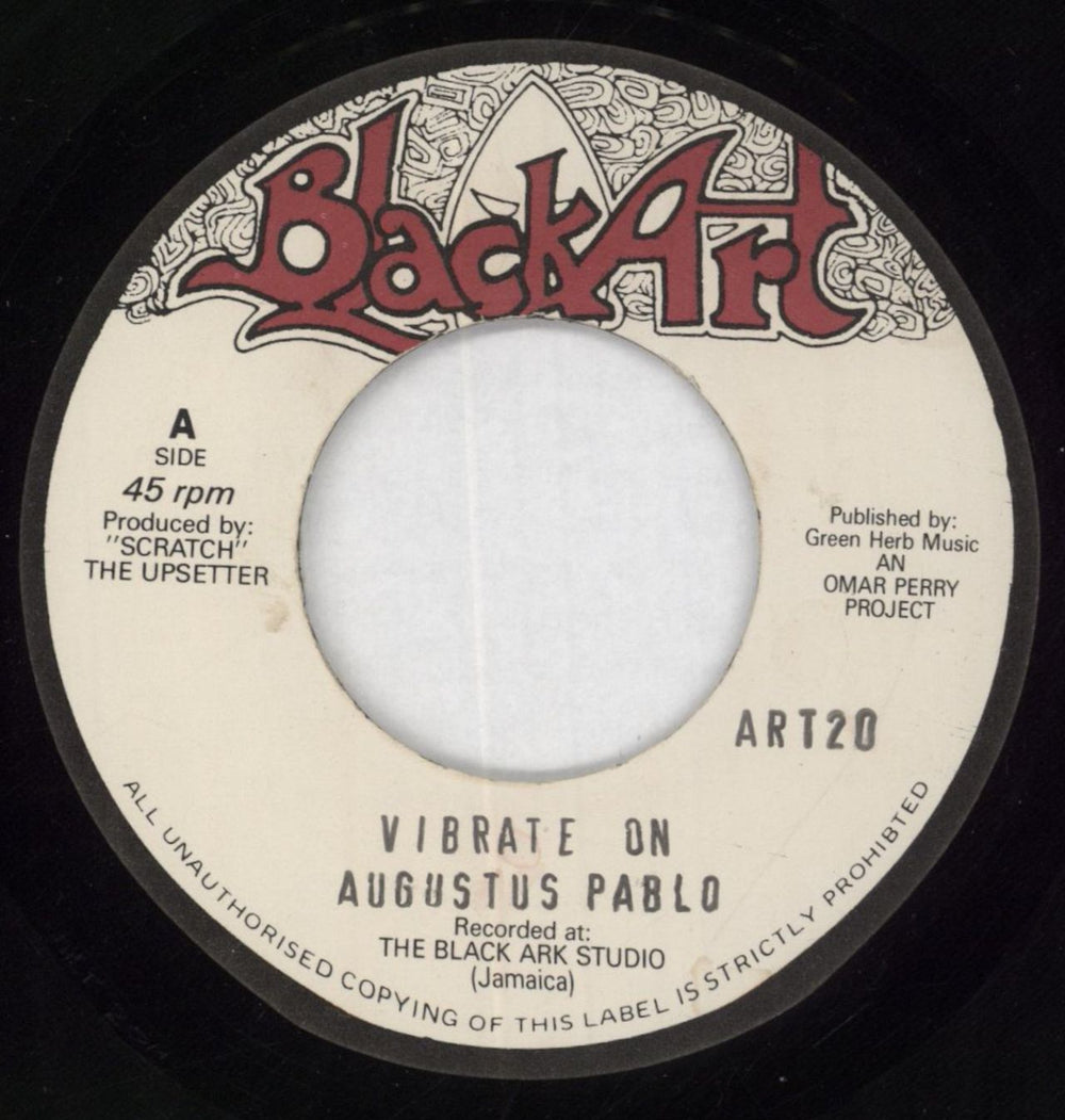 Augustus Pablo Vibrate On / Vibrate Dub UK 7" vinyl single (7 inch record / 45) ART20