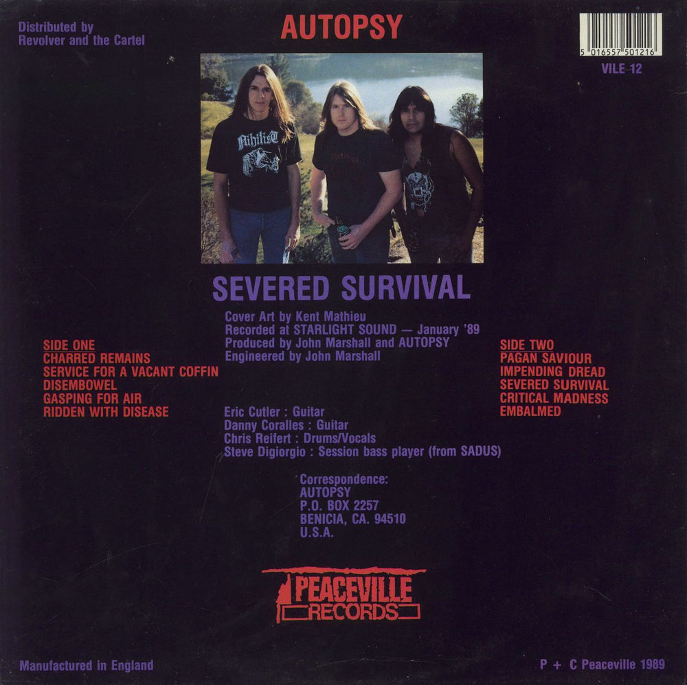 Autopsy Severed Survival - Banned Cover - Red Vinyl UK vinyl LP album (LP record) 5016557501216