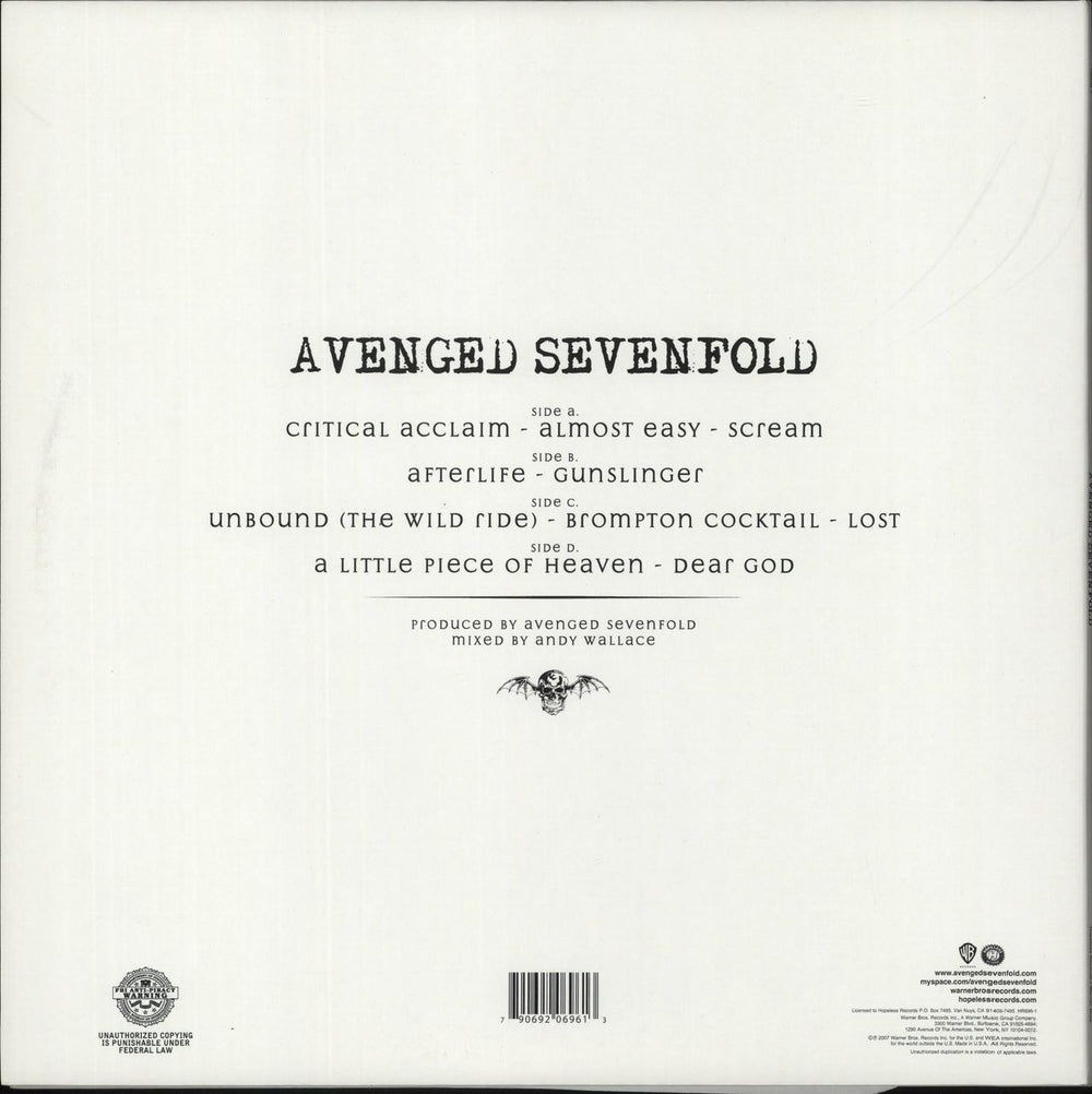 Avenged Sevenfold Avenged Sevenfold - Black And White Split Vinyl US 2-LP vinyl record set (Double LP Album) 790692069613
